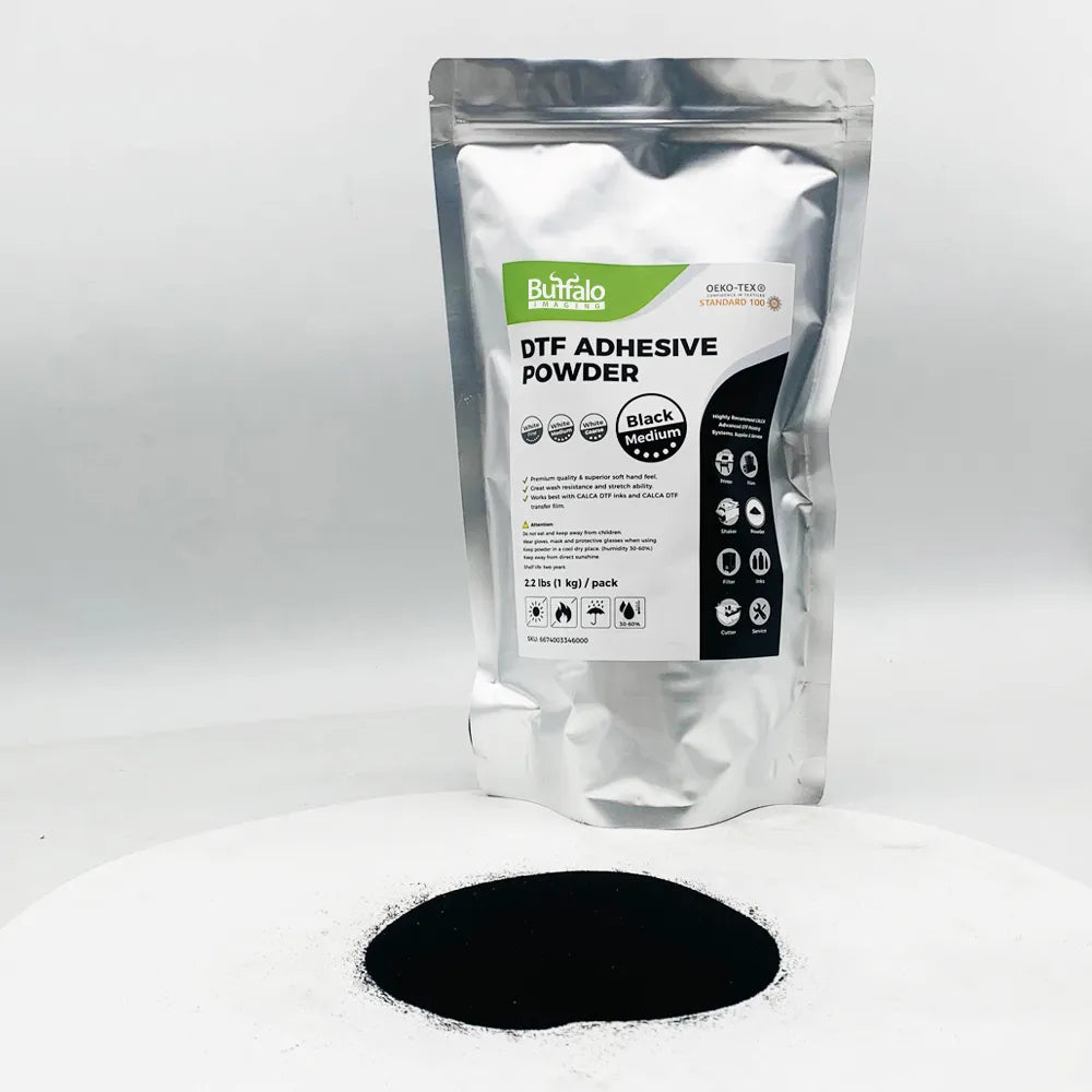 DTF Digital Transfer Hot Melt Adhesive Powder (2.2lbs Pack, 35.2oz, Medium, Black, Anti-sublimation)